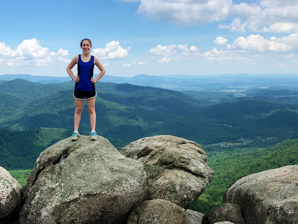 Hiker enjoying the view at Old Rag Mountain